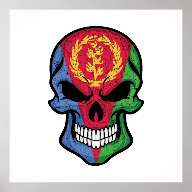 Eritrea Smiling Skull Flag Poster (Front)