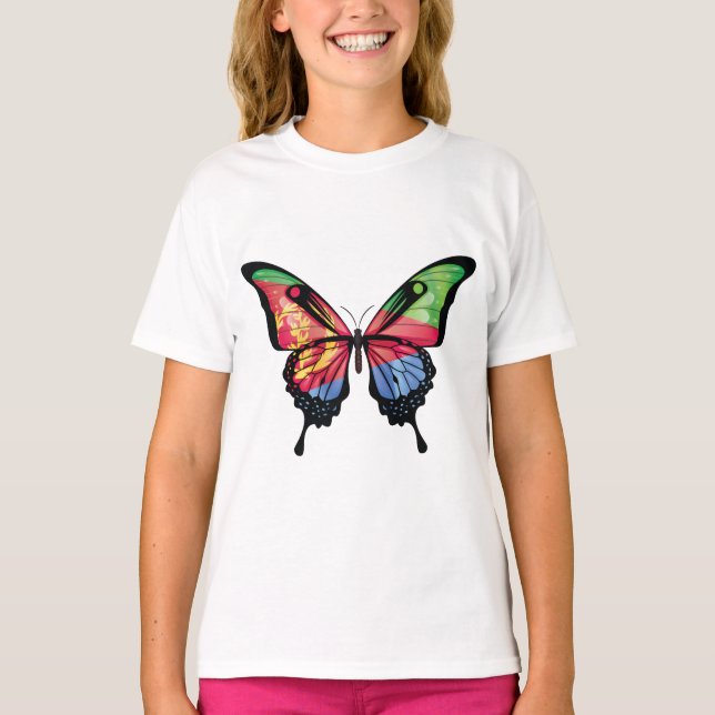 Eritrea Swallowtail Butterfly Flag Sticker T-Shirt (Front)