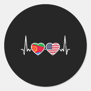 Eritrea Usa Hebeat Eritrean American Flag Classic Round Sticker