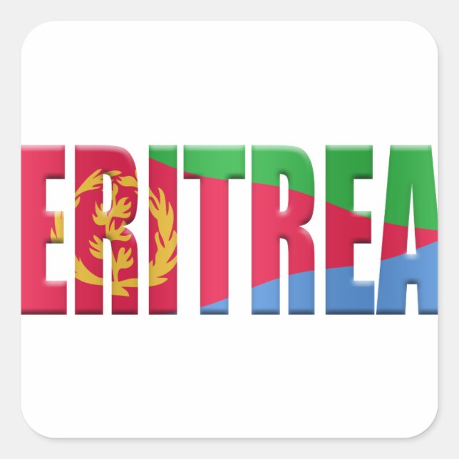 Eritrean flag word overlaid with the colours of th square sticker (Front)