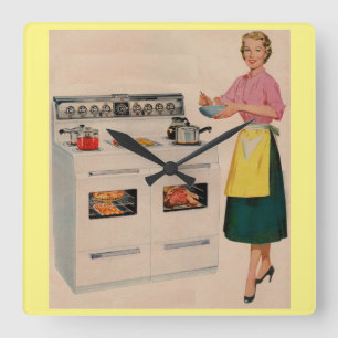 Erma and her double-barrelled oven square wall clock