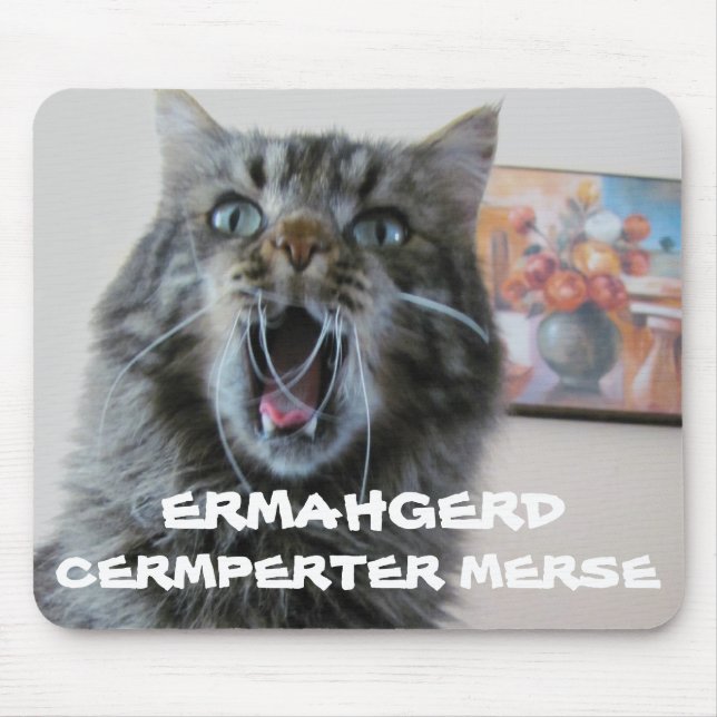 Ermahgerd cermperter merse cat mouse pad (Front)