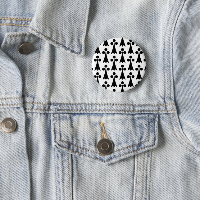 Ermine Pattern, Medieval Pattern, Black on White 2 Inch Round Button (In Situ)