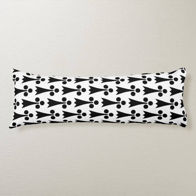 Ermine Pattern, Medieval Pattern, Black on White Body Pillow (Front)