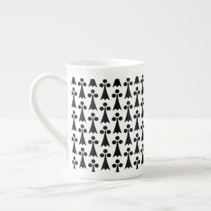 Ermine Pattern, Medieval Pattern, Black on White Bone China Mug
