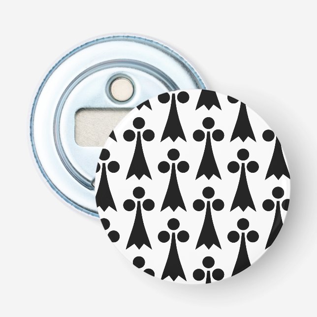 Ermine Pattern, Medieval Pattern, Black on White Bottle Opener (Front)