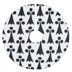Ermine Pattern, Medieval Pattern, Black on White Brushed Polyester Tree Skirt