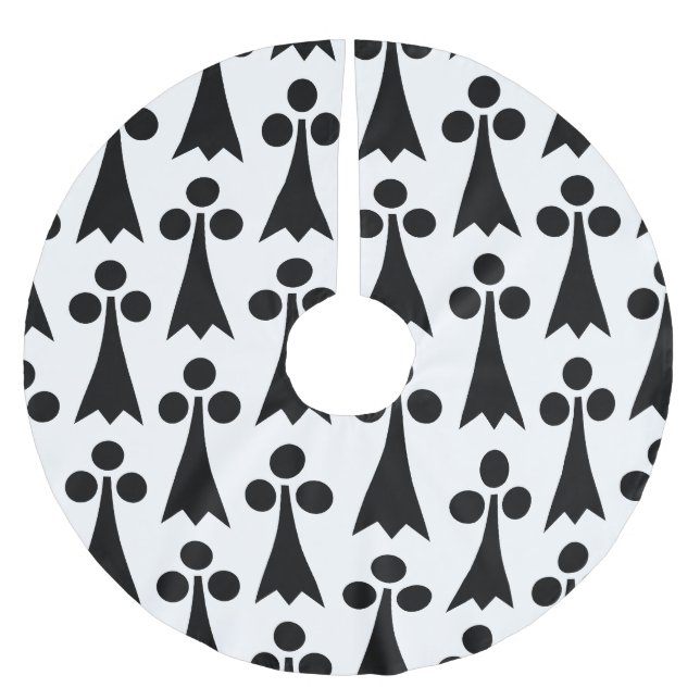 Ermine Pattern, Medieval Pattern, Black on White Brushed Polyester Tree Skirt (Front)