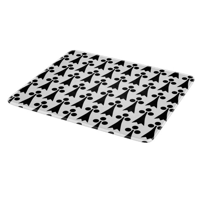 Ermine Pattern, Medieval Pattern, Black on White Cutting Board (Corner)