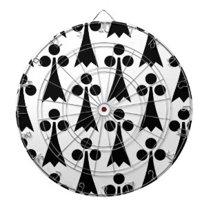 Ermine Pattern, Medieval Pattern, Black on White Dartboard