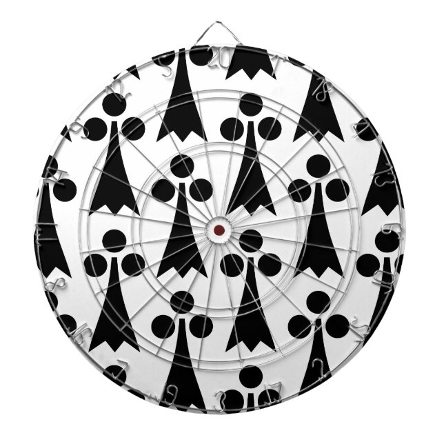 Ermine Pattern, Medieval Pattern, Black on White Dartboard (Front)