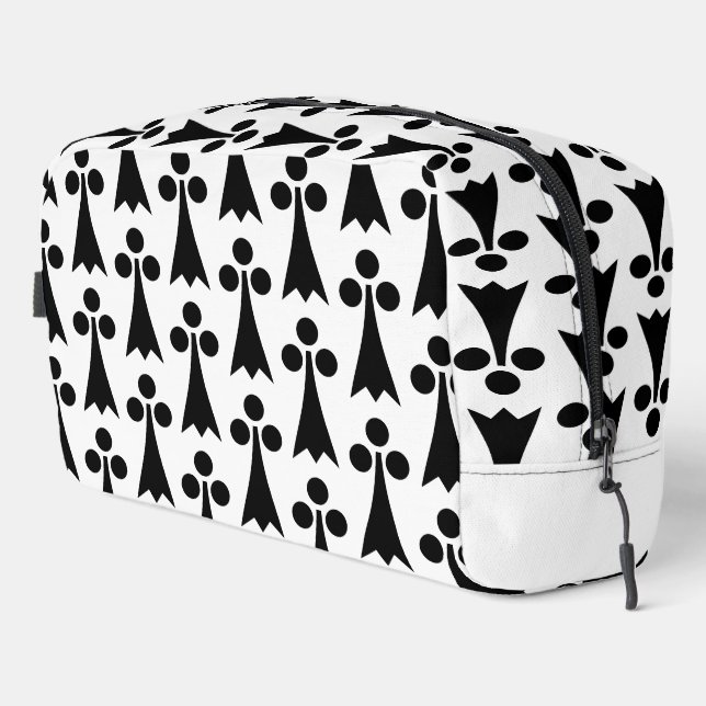 Ermine Pattern, Medieval Pattern, Black on White Dopp Kit (Right Corner)