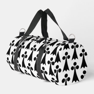Ermine Pattern, Medieval Pattern, Black on White Duffle Bag