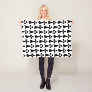 Ermine Pattern, Medieval Pattern, Black on White Fleece Blanket