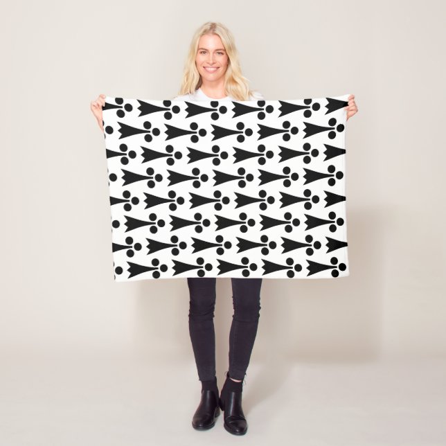 Ermine Pattern, Medieval Pattern, Black on White Fleece Blanket (In Situ)