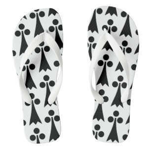 Ermine Pattern, Medieval Pattern, Black on White Flip Flops
