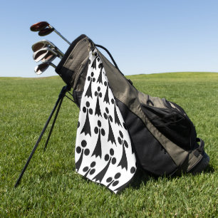 Ermine Pattern, Medieval Pattern, Black on White Golf Towel