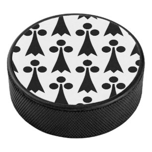 Ermine Pattern, Medieval Pattern, Black on White Hockey Puck