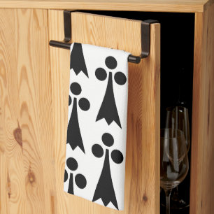 Ermine Pattern, Medieval Pattern, Black on White Kitchen Towel