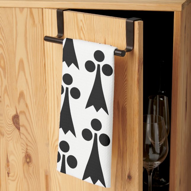 Ermine Pattern, Medieval Pattern, Black on White Kitchen Towel (Thirds Fold)