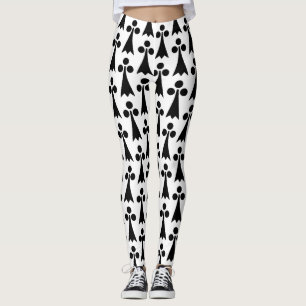 Ermine Pattern, Medieval Pattern, Black on White Leggings