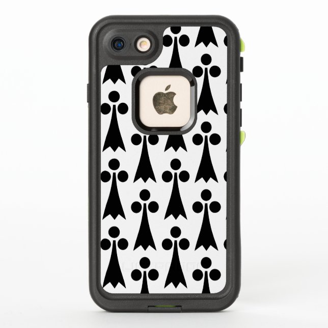 Ermine Pattern, Medieval Pattern, Black on White LifeProof iPhone Case (Back)