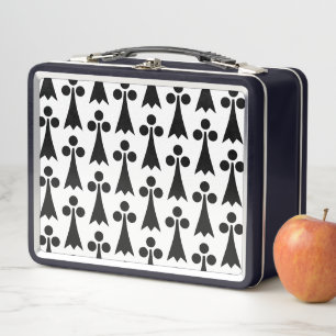 Ermine Pattern, Medieval Pattern, Black on White Metal Lunch Box