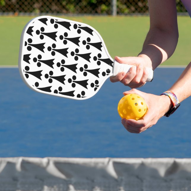Ermine Pattern, Medieval Pattern, Black on White Pickleball Paddle (Insitu)