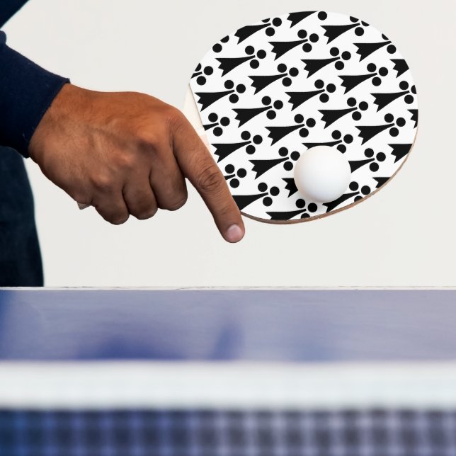 Ermine Pattern, Medieval Pattern, Black on White Ping Pong Paddle (Insitu)
