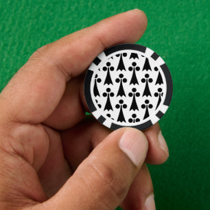 Ermine Pattern, Medieval Pattern, Black on White Poker Chips