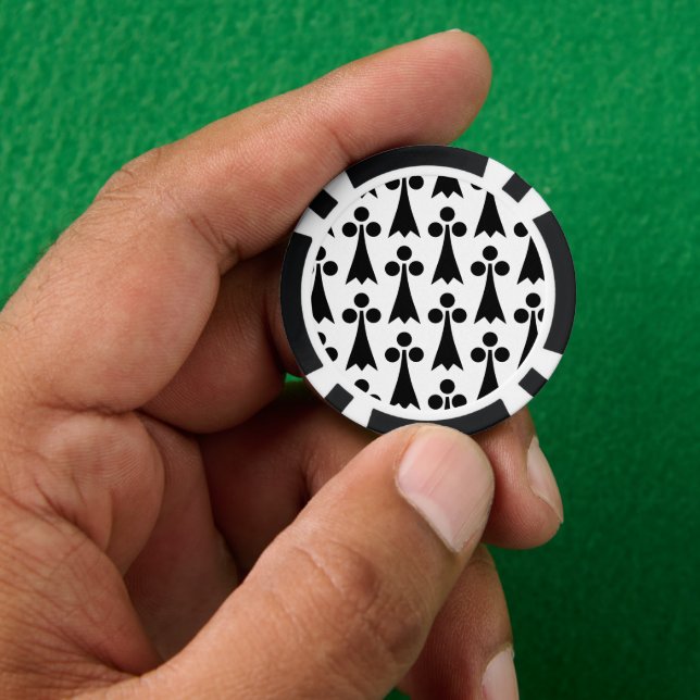Ermine Pattern, Medieval Pattern, Black on White Poker Chips (Hand)