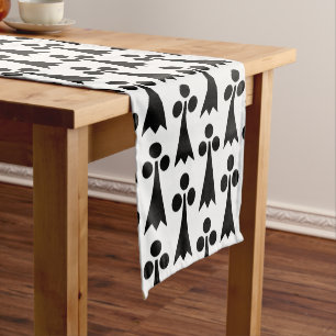 Ermine Pattern, Medieval Pattern, Black on White Short Table Runner