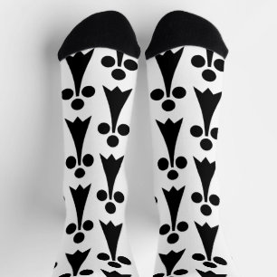 Ermine Pattern, Medieval Pattern, Black on White Socks