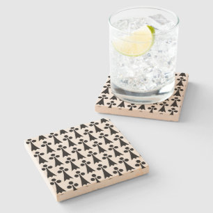 Ermine Pattern, Medieval Pattern, Black on White Stone Coaster