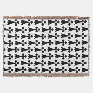 Ermine Pattern, Medieval Pattern, Black on White Throw Blanket