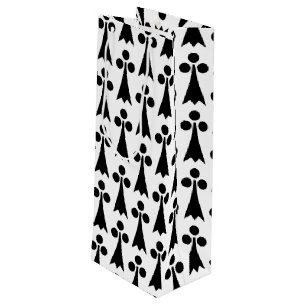 Ermine Pattern, Medieval Pattern, Black on White Wine Gift Bag