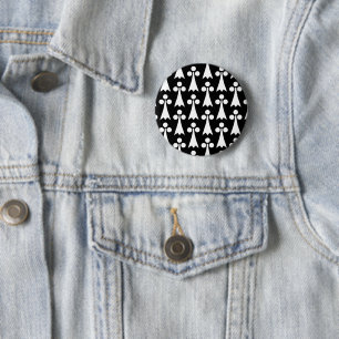 Ermine Pattern, Medieval Pattern, White on Black 2 Inch Round Button
