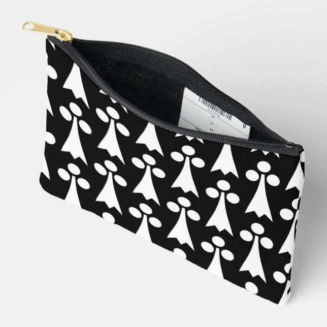 Ermine Pattern, Medieval Pattern, White on Black Accessory Pouch (Open)