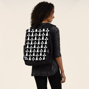 Ermine Pattern, Medieval Pattern, White on Black Backpack