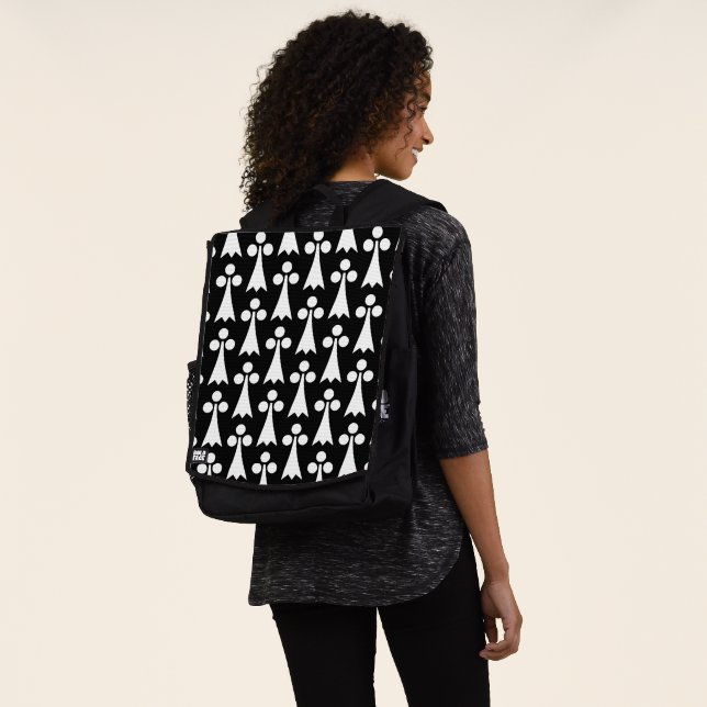 Ermine Pattern, Medieval Pattern, White on Black Backpack (Worn)