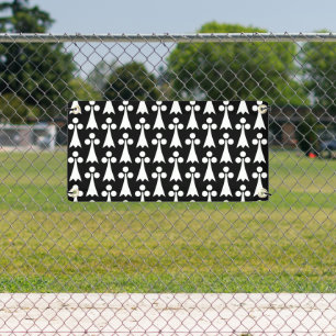 Ermine Pattern, Medieval Pattern, White on Black Banner