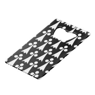 Ermine Pattern, Medieval Pattern, White on Black Credit Card Bottle Opener