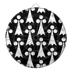 Ermine Pattern, Medieval Pattern, White on Black Dartboard