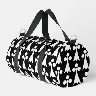 Ermine Pattern, Medieval Pattern, White on Black Duffle Bag