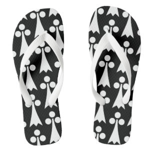 Ermine Pattern, Medieval Pattern, White on Black Flip Flops