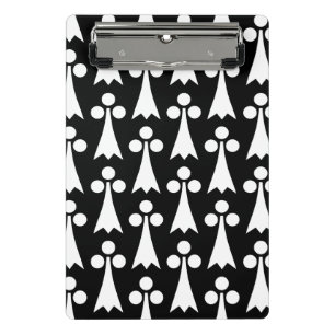 Ermine Pattern, Medieval Pattern, White on Black Mini Clipboard