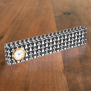 Ermine Pattern, Medieval Pattern, White on Black Nameplate