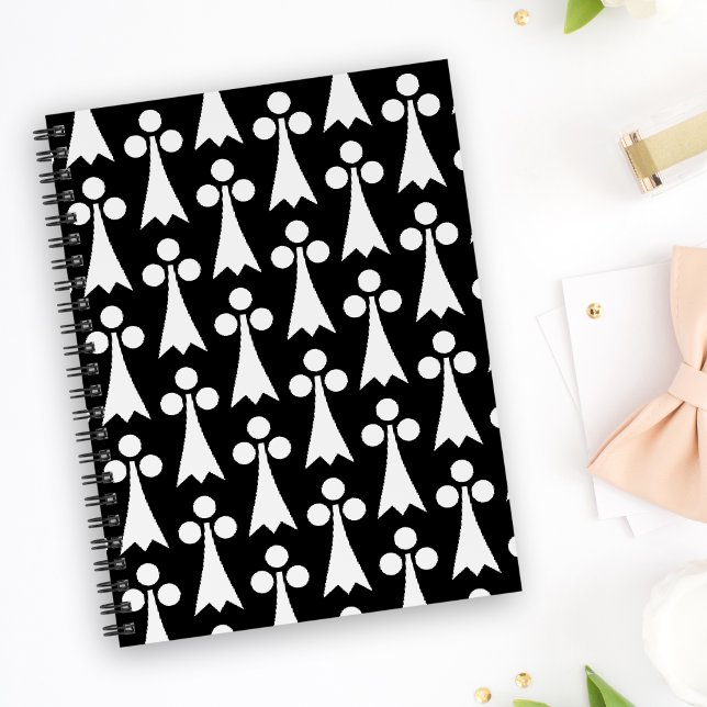 Ermine Pattern, Medieval Pattern, White on Black Notebook (Creator Uploaded)