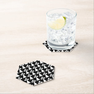 Ermine Pattern, Medieval Pattern, White on Black Paper Coaster