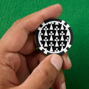 Ermine Pattern, Medieval Pattern, White on Black Poker Chips
